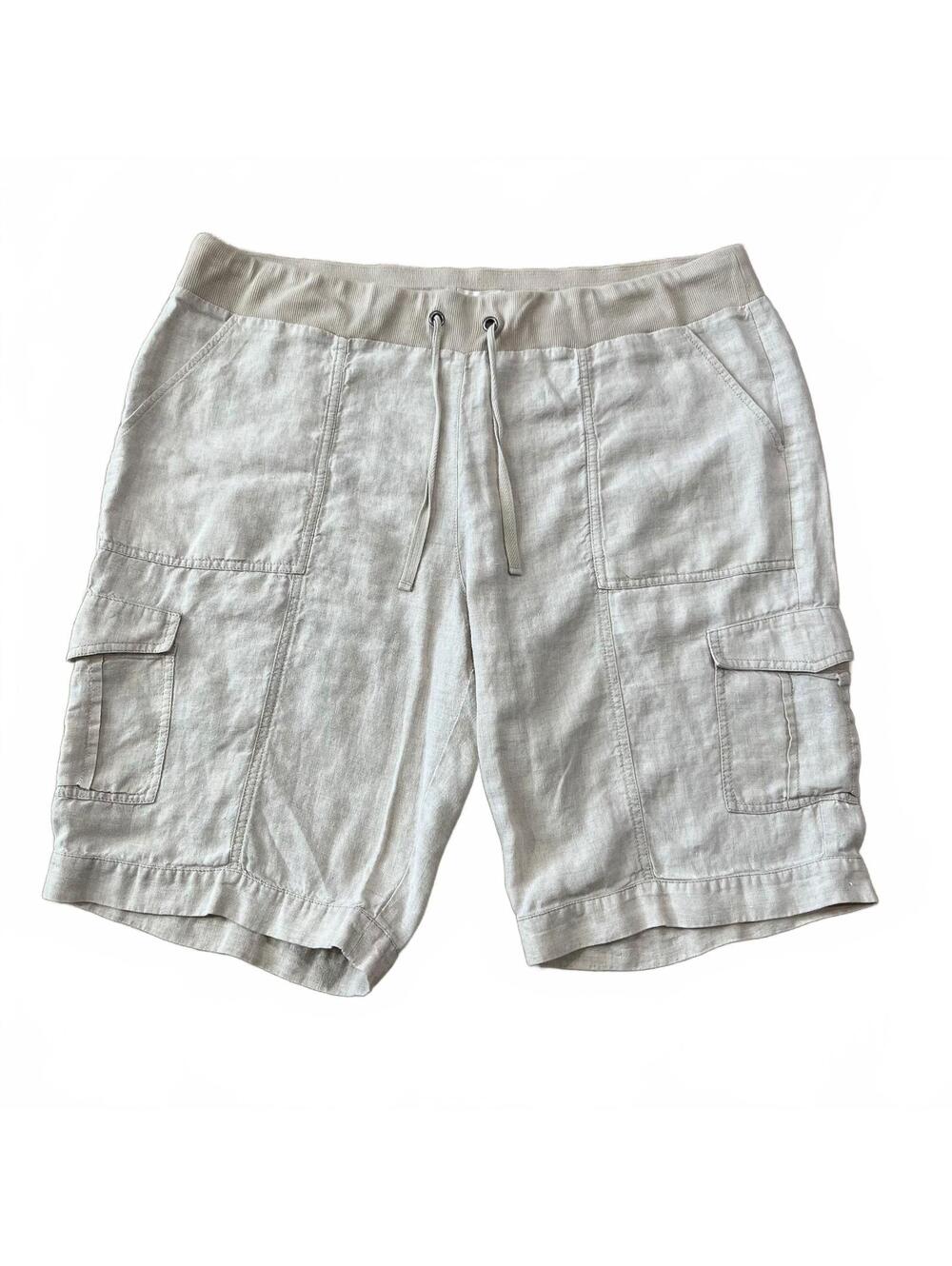 Eileen Fisher Linen Bermuda Shorts Pull On Beige Size XL
